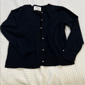 Zara Navy Cardigan with Pearl Accents